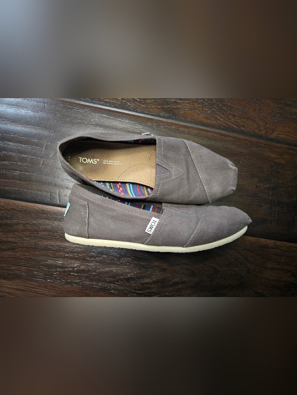 Toms Alpargata Womens Canvas Brown Grey Slip On Shoes Size 8